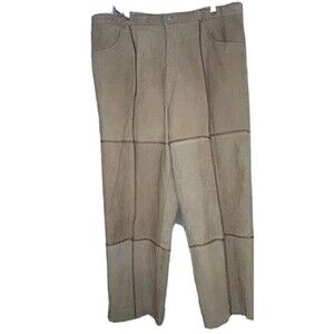 Selene Sport Pants Womens 1X Beige Straight Leg  Geometric Lined Leather Plus
